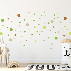 Wall Decal Polka Dots, BOHO Style Wall Sticker Dots, Colorful mixed Sets with 3 up to 10cm Dots, Nursery & Kids-Room Wall Sticker Set 5 (Photo 5)