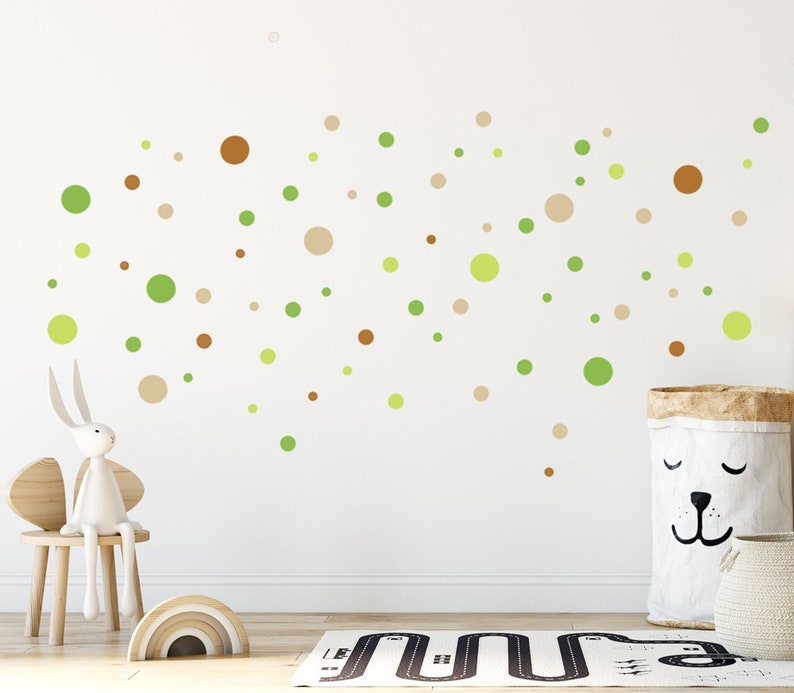 Wall Decal Polka Dots, BOHO Style Wall Sticker Dots, Colorful mixed Sets with 3 up to 10cm Dots, Nursery & Kids-Room Wall Sticker Set 5 (Photo 5)