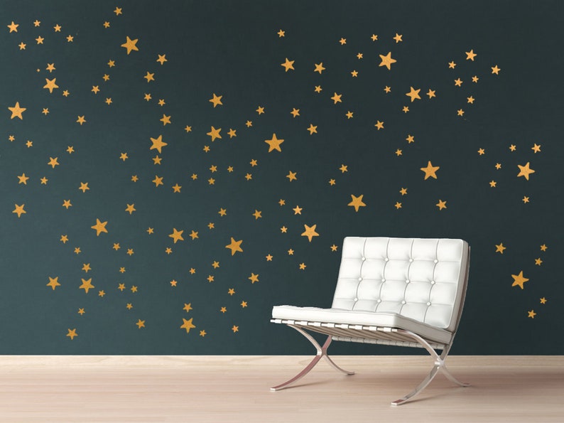 Gold Stars Wall Decals, 96 Copper mixed size Star Wall Stickers 2,5 to 7 cm 40 Colors, Kids-Room Decals, Nursery and Home-Decor image 9