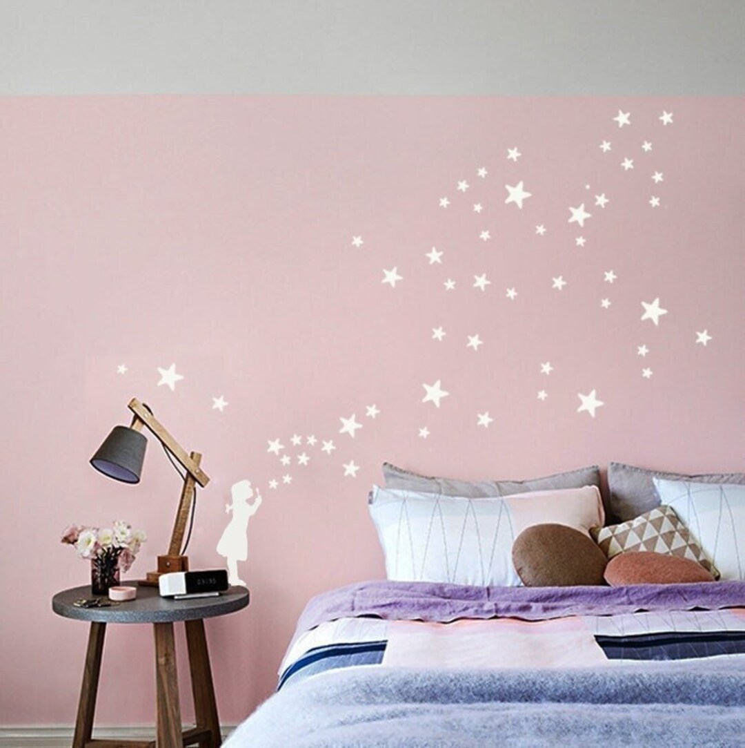 Personalised Name Vinyl Wall Sticker With Stars - Removable Nursery/Kids Room Decor