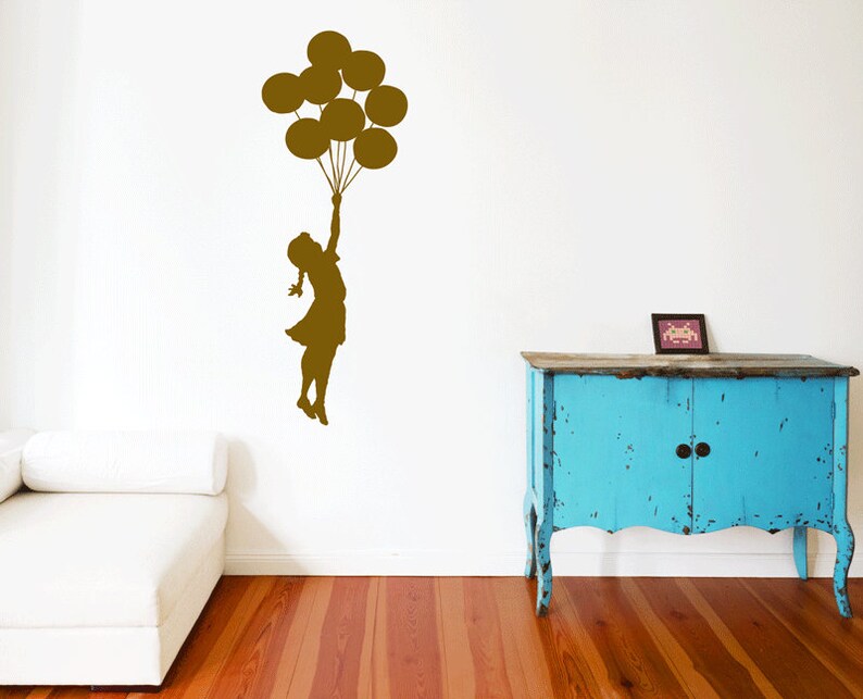 BANKSY Wall Decal BALLOON GIRL, Wall Sticker Banksy Wall Art, Graffiti, Street Art Banksy Stencil Stickers, Urban interior decor image 2