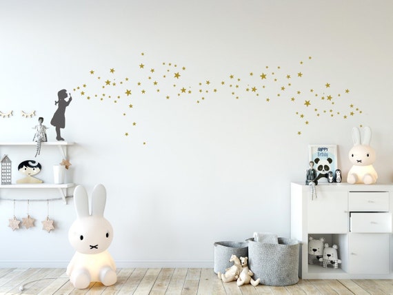 decal star bubble girl wall art sticker d-i-y wall decal | etsy