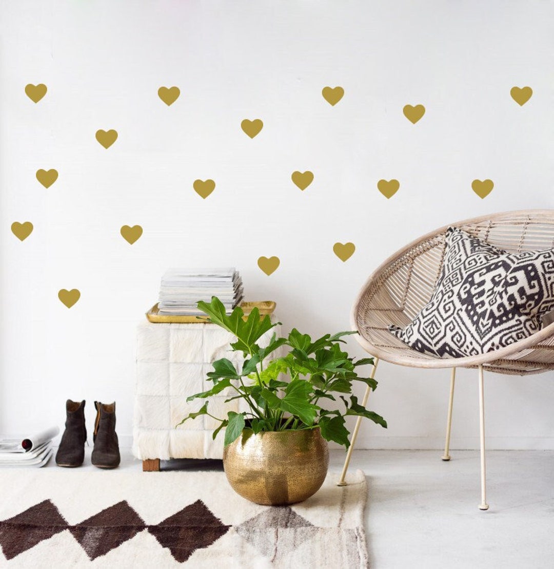 Gold Heart Wall Decals, White Heart Wall Stickers, Kids-room Decor in ...