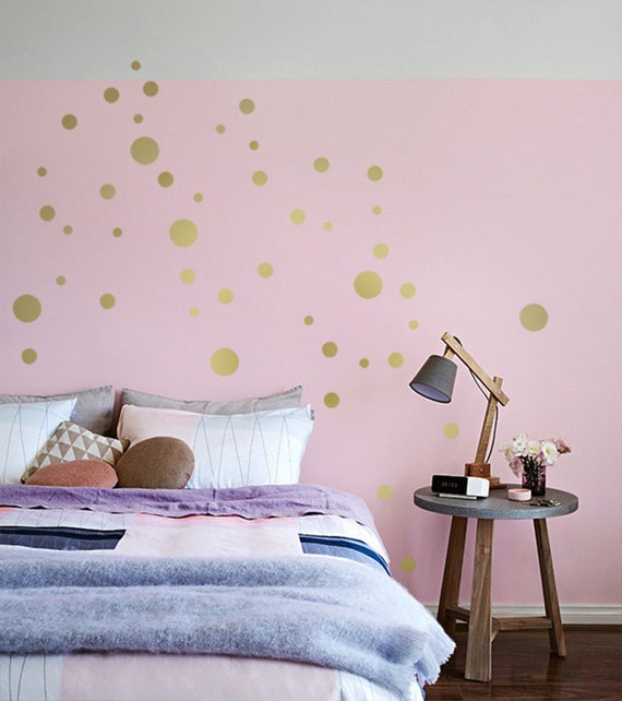 Gold Polka Dots Wall Sticker 50 Mixed Sized Dot Decals Etsy