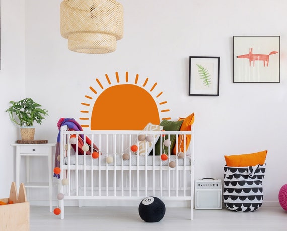 Boho Sonne Wandtattoo - Aquarell Sonnenaufgang Wandsticker Für Kinderzimmer & Wohnzimmer