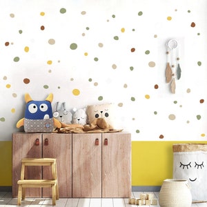 Tupfen Wandsticker Kinderzimmer, Wandtattoo Punkte Bunt und Boho Dots handgezeichnet, Wandaufkleber Babyzimmer & Kinderzimmer-Deko SET 5 - MONSTER