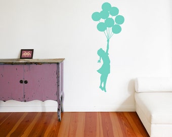 BANKSY Wandtattoo Kinderzimmer Ballon Mädchen Streetart, Wandsticker Wall Art, Graffiti Sticker, Stencil Banksy, Wanddekoration & Home Decor