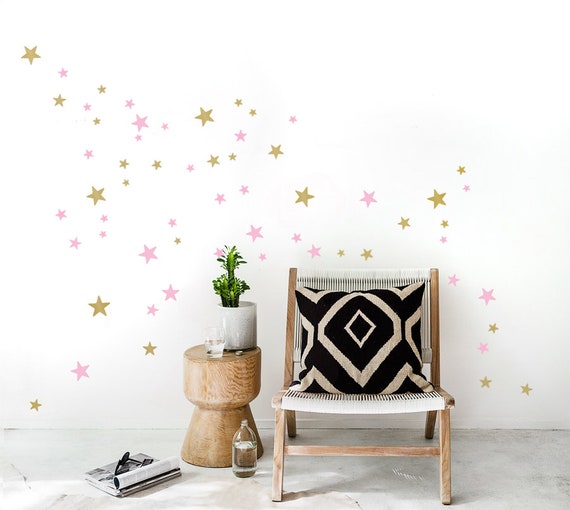 SILVER GOLD Stars Wall Decal MIX 2-colored, 64 Mixed Size Star Decals, 1\'\'  up to 3\'\' Sized, Star Wall Stickers, Kidsroom Decals & Home Decor - Etsy  Hong Kong