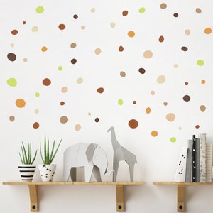 Wandsticker Tupfen Kinderzimmer, Wandtattoo Punkte 150er Sets, Dots im Boho-Stil handgezeichnet, Wandaufkleber zur Kinder & Babyzimmerdeko Bild 1