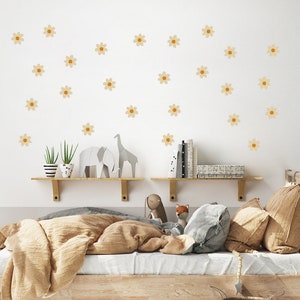 Daisy Wall Decal Sets a 10cm, 20cm and as Mix Sizes Set, Floral and Flower Wall Stickers for Kids-Room & Nursery-Decor, White Pink Beige image 10