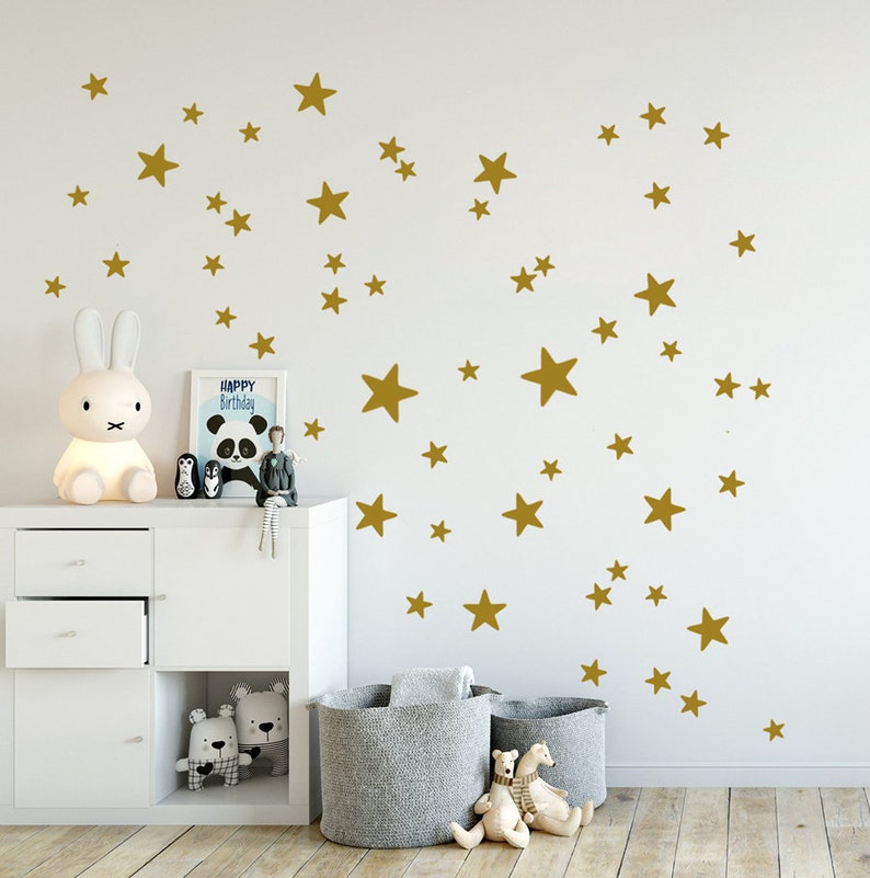 GOLD Stars Wall Decals Mixed Set of 90 Mini Sized Star Wall Etsy