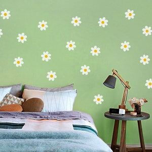 Daisy Wall Decal Sets a 10cm, 20cm and as Mix Sizes Set, Floral and Flower Wall Stickers for Kids-Room & Nursery-Decor, White Pink Beige 12er-SET a 10 cm