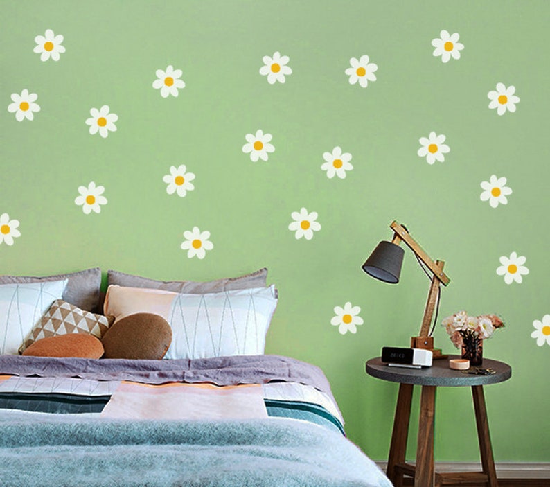 Daisy Wall Decal Sets a 10cm, 20cm and as Mix Sizes Set, Floral and Flower Wall Stickers for Kids-Room & Nursery-Decor, White Pink Beige 12er-SET a 10 cm