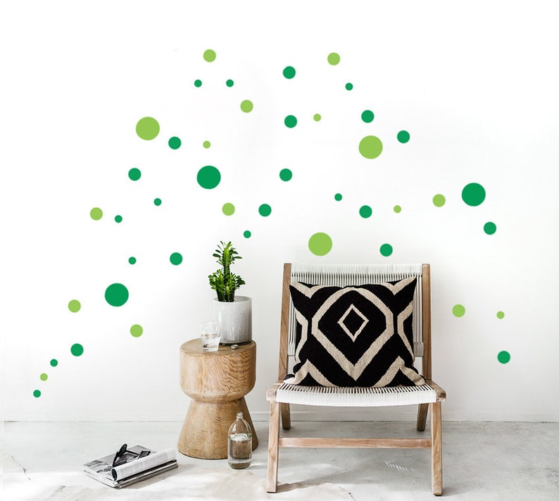 Wall Decal Polka Dots, BOHO Style Wall Sticker Dots, Colorful mixed Sets with 3 up to 10cm Dots, Nursery & Kids-Room Wall Sticker Set 8 (Photo 10)