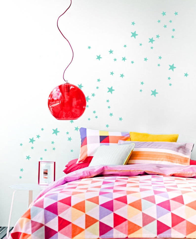 Star Wall Decals, mixed size white wall sticker stars , 2,5 up to 7 cm sized, Star Wall Art Stickers, Kids Room Decals & Home Decor image 2
