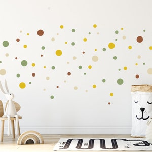 Wall Decal Polka Dots, BOHO Style Wall Sticker Dots, Colorful mixed Sets with 3 up to 10cm Dots, Nursery & Kids-Room Wall Sticker Set 4 (Photo 4)