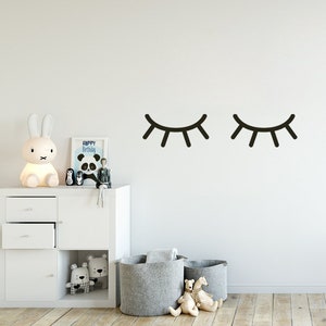 SLEEPY EYES Wall Decal, 4 sizes from S up to XL, Sleepy Eyes Sticker in Black, Gold, Lashes Wall Stickers, Kids Room Decals & Home Decor image 2