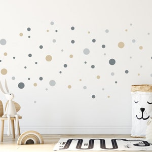 Wall Decal Polka Dots, BOHO Style Wall Sticker Dots, Colorful mixed Sets with 3 up to 10cm Dots, Nursery & Kids-Room Wall Sticker Set 3 (Photo 3)