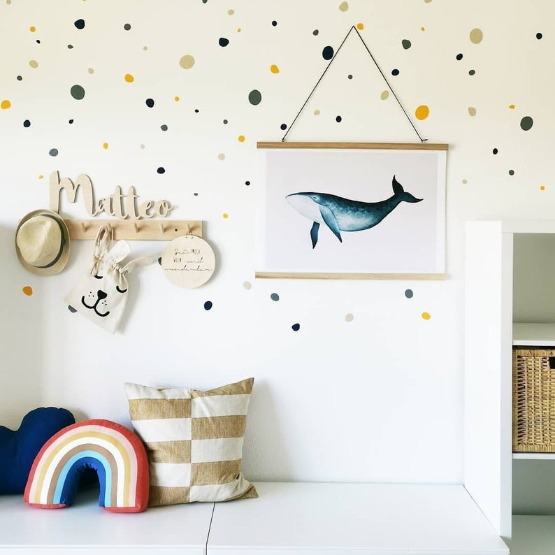 Wandsticker Tupfen Kinderzimmer, Wandtattoo Punkte 150er Sets, Dots im Boho-Stil handgezeichnet, Wandaufkleber zur Kinder & Babyzimmerdeko Bild 5