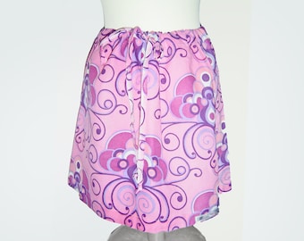 Mini club 70s beach fashion, vintage mini skirt, short A-line flared skirt, mini summer skirt, boho hippie fashion, flower power girls