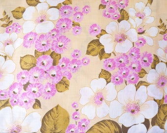 70s vintage bed linen, primrose beige pink, new original packaging, large hippie flower fabric floral, floral, standard size cover pillow set