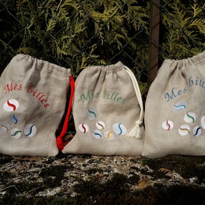 Sac à billes lin brodé