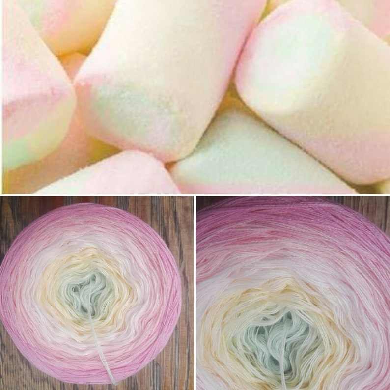 hand dyed multicolor yarn soft Magic Ball gradient handmade cakes Marshmallows