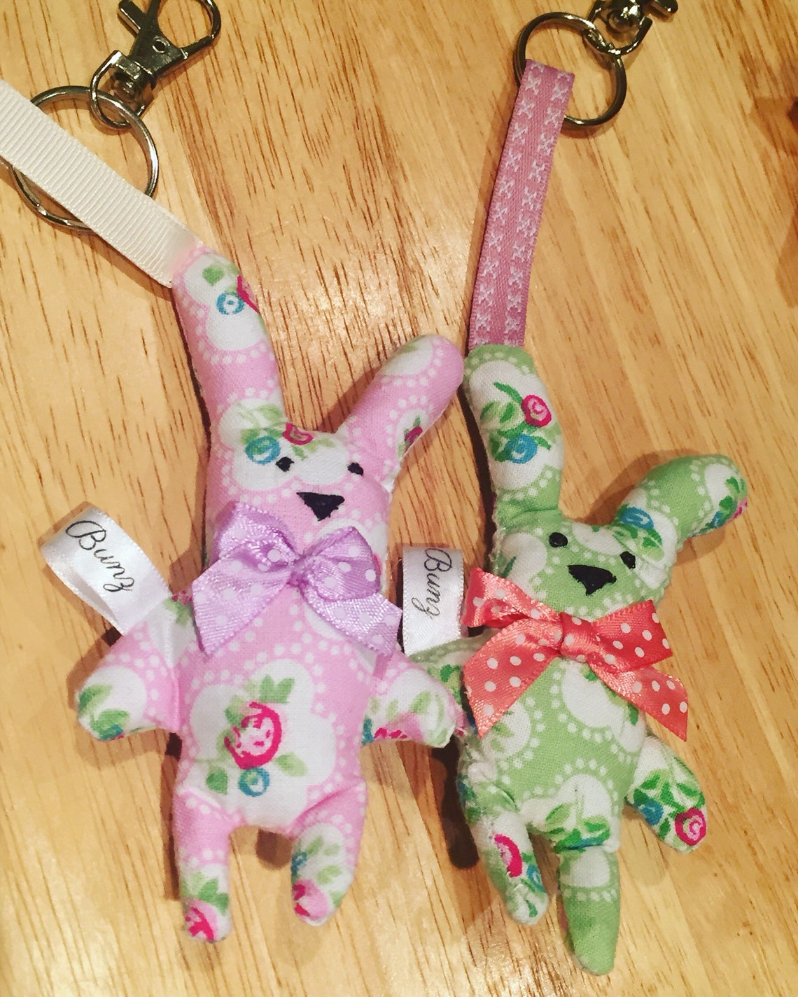 Handmade rabbit/bunny keychain/keyring floral fabric flower Etsy