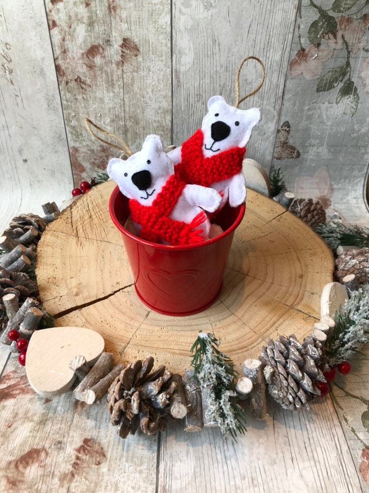 Fieltro oso polar decoraciones de árboles de Navidad | Etsy