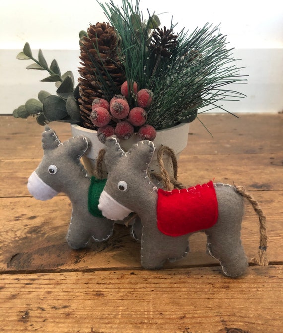 Felt donkey Christmas tree decoration Etsy