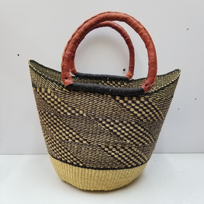 Large Bolga Market Basket Storage Basket Grocery Bag Woven Etsy