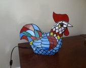 Vintage Stained Glass Rooster Lamp, Tiffany Style, Accent Chicken Lamp, Farmhouse Décor, Eclectic Styling, Accent Or Night Light, Table Lamp