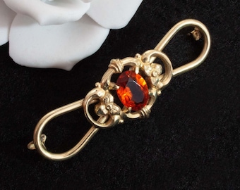 Antique Victorian style brooch with amber glass stone, bridal jewelry, vintage wedding, junk thing