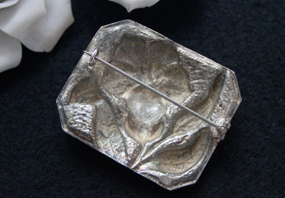 Antique silver brooch with floral pattern hallmar… - image 4