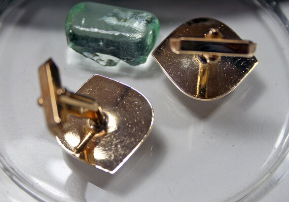 Vintage cufflinks 60s, 70s white gold, gold river… - image 3