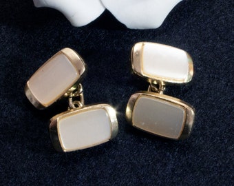 Vintage Lucite cufflinks cream white 60s 70s wedding jewelry jewelry for men, junk thingy