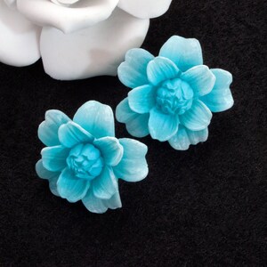 Vintage ear clips 50s, 60s, flowers, blue, earrings, rockabilly, vintage wedding, bridal jewelry, junk things, image 7