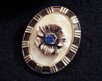 pince à tissu vintage fleur bleu pierre écharpe clip clip écharpe bijoux, bijoux en tissu, collier, costume, clip de costume, chose de pacotille là-bas