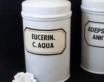 Vintage apothecary porcelain jar 1000ml, pharmacy jars with lid, apothecary jars, ointment jars, junk thing, ART. 267