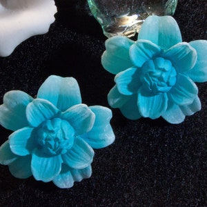 Vintage ear clips 50s, 60s, flowers, blue, earrings, rockabilly, vintage wedding, bridal jewelry, junk things, image 2