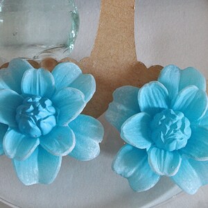 Vintage ear clips 50s, 60s, flowers, blue, earrings, rockabilly, vintage wedding, bridal jewelry, junk things, image 3