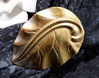 Art Deco Schalclip, Tuchclip, Blatt, Clip, D.R.P.a., Tuchschmuck, Schalschmuck, Halsschmuck, Schmuck für Tücher, alt, Trödel Dings da