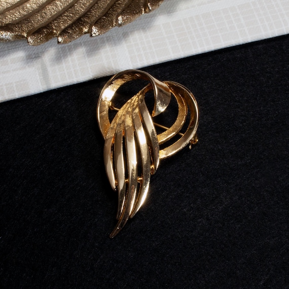 Vintage Brosche SPHINX signiert goldfarben 1960er 1970er Jahre alter Modeschmuck Retro, Trödel Dings da, ART.