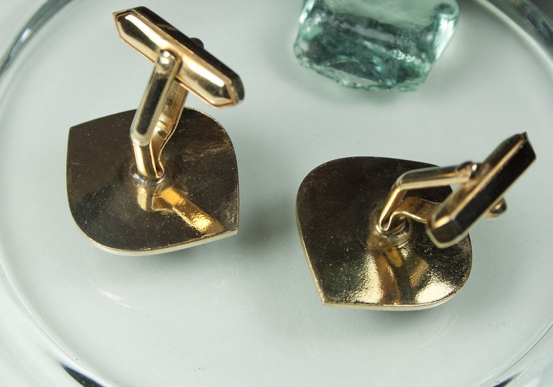 Vintage cufflinks glass brown gold river, 60s, 70s, men's jewelry, bracelets, junk things image 4