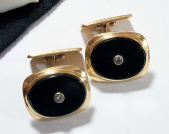 Vintage cufflinks black, 50s, 60s, classic, retro, jewelry for men, junk things