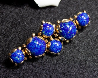 Vintage brooch blue gold colored 50s 60s, old brooch, lapis lazuli look, junk thing