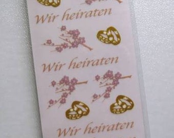 Rub Ons / Rubbel-Sticker - "wir heiraten"