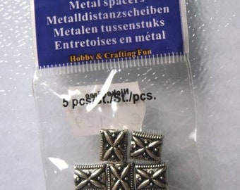 5 Metallperlen Rechteckform