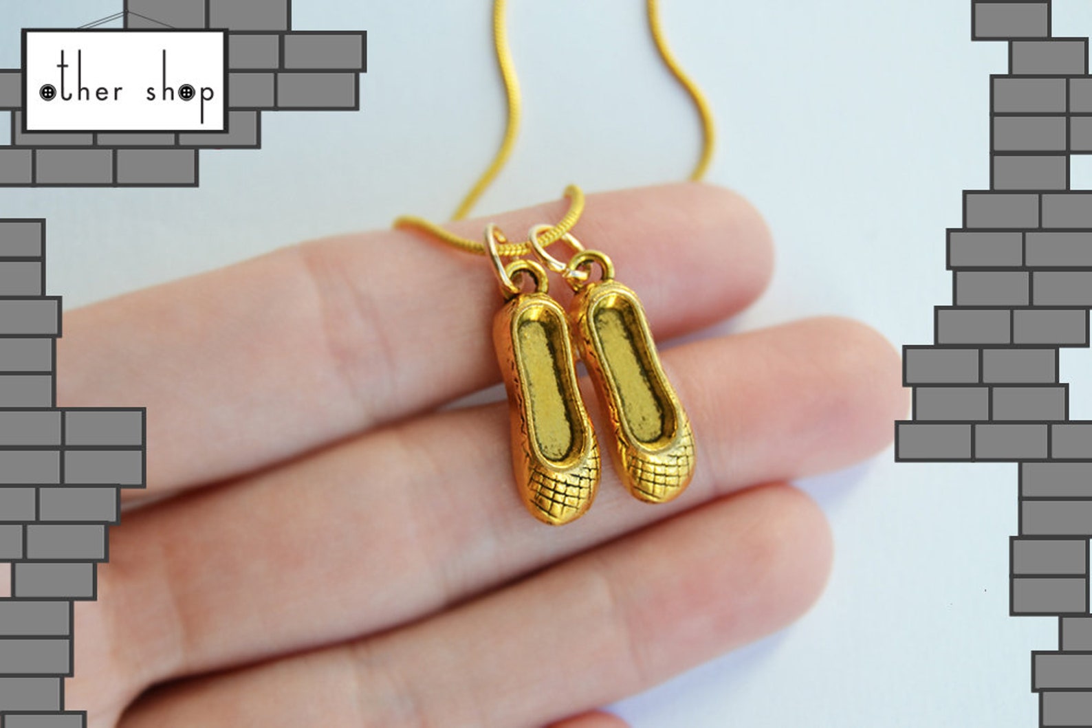 nancy wheeler's golden ballet slippers charm pendant necklace - accurate version - upside down jewelry nancy wheeler's golden ballet slippers charm pendant necklace - accurate version - upside down jewelry