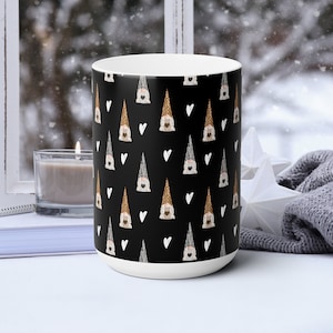 Leopard Print Gnome Coffee Mug | Microwave and Dishwasher Safe Ceramic Cup | Winter Christmas Decor Housewarming Gift Tea Hot Chocolate Gift